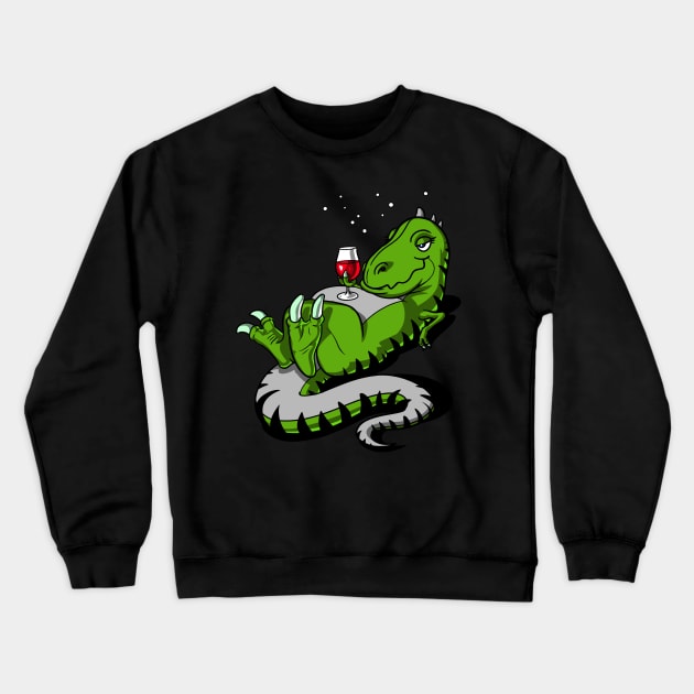 T-Rex Dinosaur Wine Party Crewneck Sweatshirt by underheaven